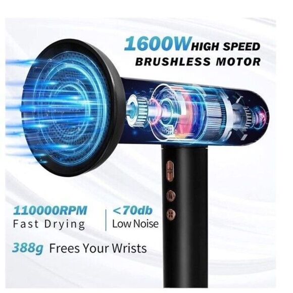 Nicebay Ionic Hair Dryer, Professional Blow Dryer with 3 Attachments Open Box - Picture 7 of 12